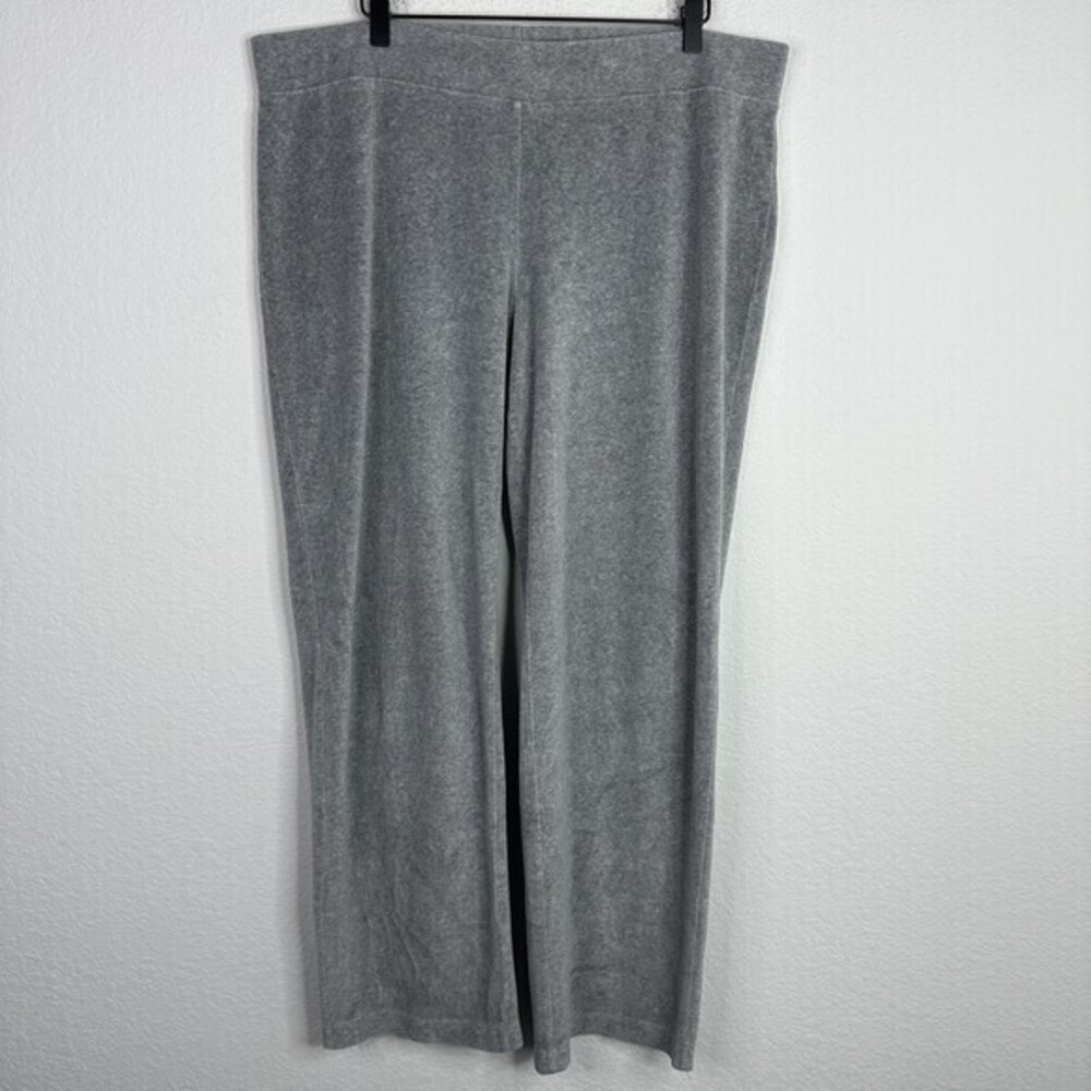 J Jill Pants Womens Large Gray Pull On Velour Loungewear Pants‎ Casual Relaxed